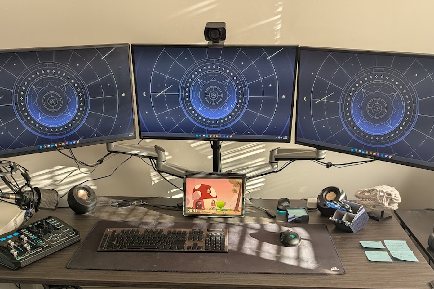 Developer workspace with code on screen